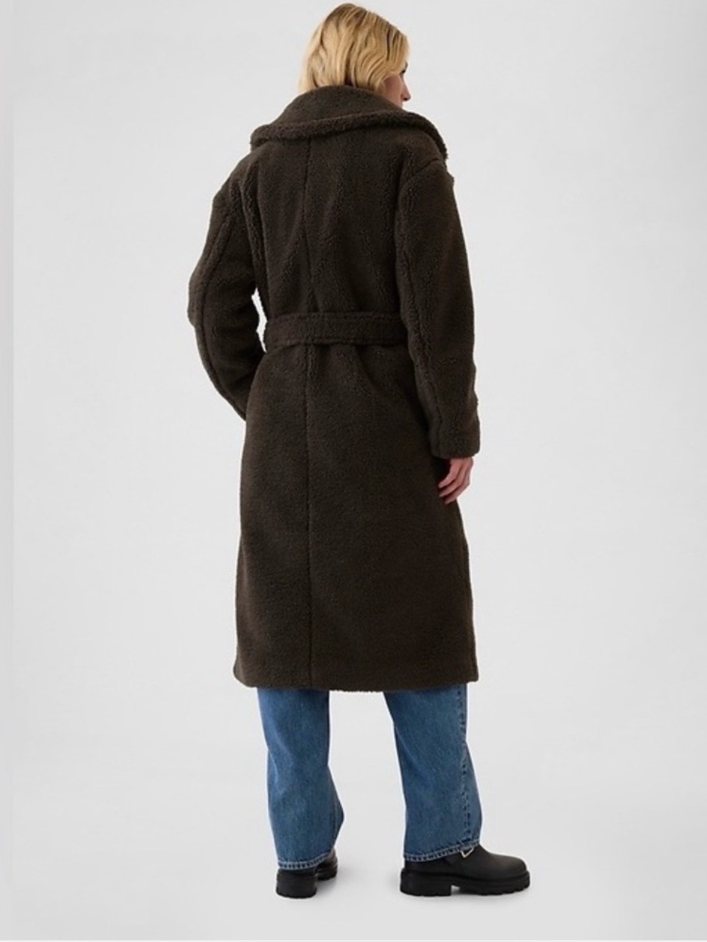 Gap Brown Sherpa Long Coat- Medium - Picture 3 of 11